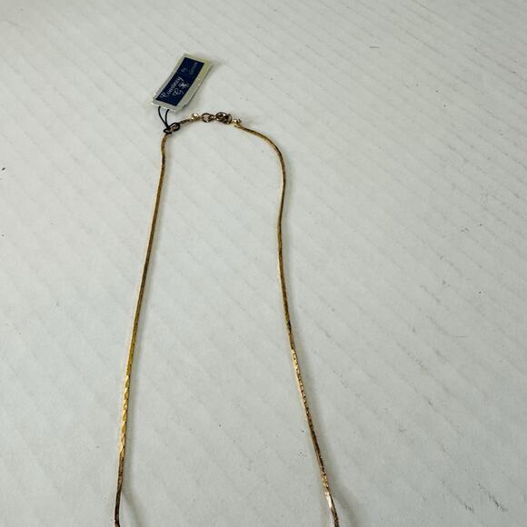 Courtney G By Gerson Crystals Faux Pearl Necklace Sparkling Gold Tone Chain NEW! - Picture 5 of 9